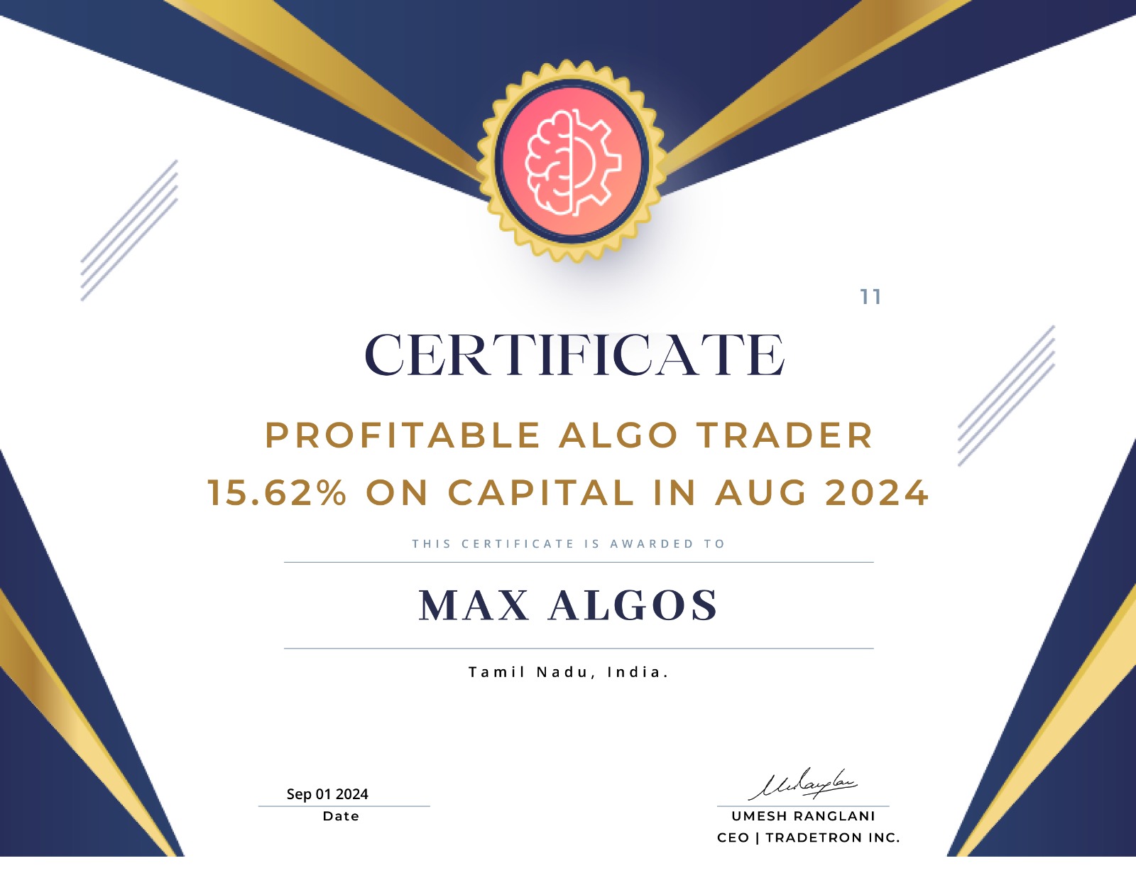 Profitable Trader certificate