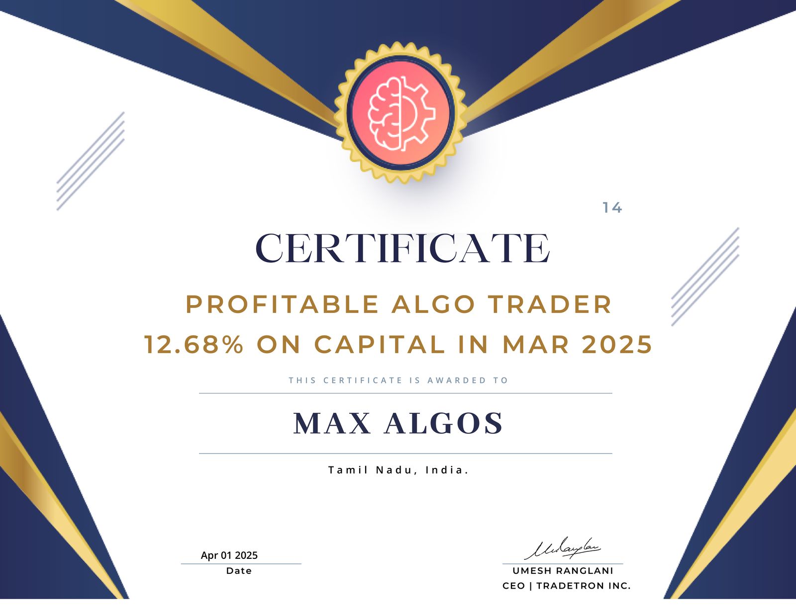 Profitable Trader certificate