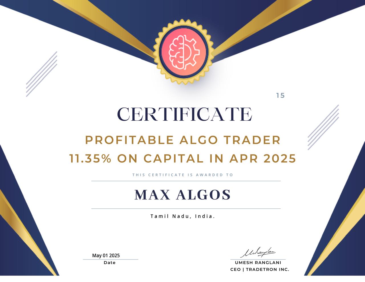 Profitable Trader certificate